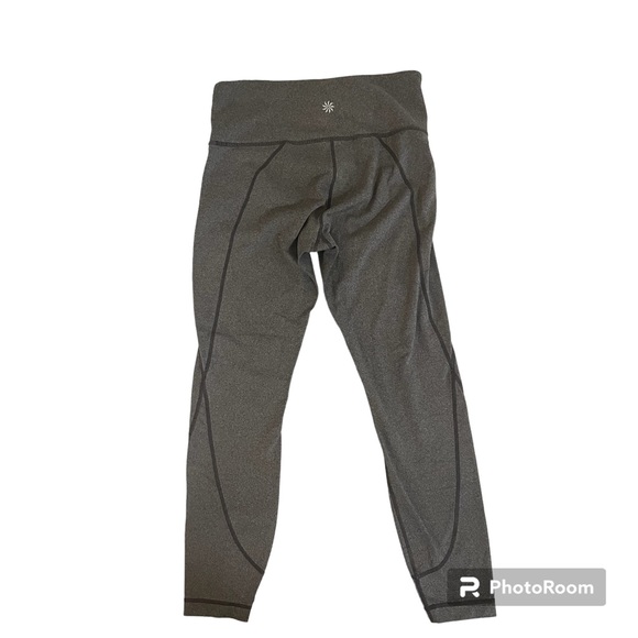 Athleta Leggings Small Salutation Grey Workout Three Layer Waistband Gently Worn - Picture 2 of 11